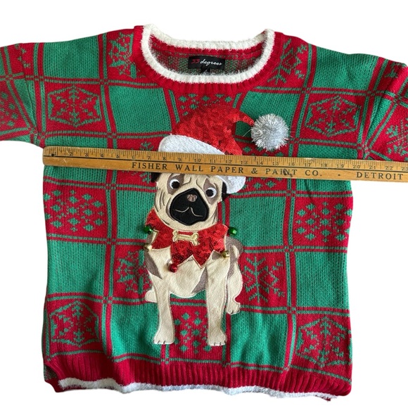 Women’s 33 Degrees Pug Puppy Christmas’s Sweater - Picture 3 of 5